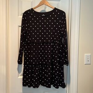 Girls Plus 20.5 (2XL) black-and-white polkadot dress